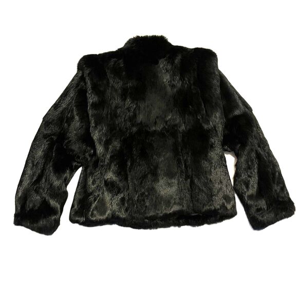 Rabbit Fur Womens Coat Black Made in Korea Size Large EUC - Picture 8 of 8
